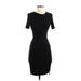 Divided by H&M Casual Dress - Bodycon Crew Neck Short sleeves: Black Print Dresses - Women's Size X-Small