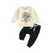 Toddler Boys Halloween Outfits Pumpkin Letter Print Sweatshirts Pants