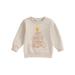 Canrulo Toddler Baby Boy Girl Christmas Sweatshirt Casual Long Sleeve Star Tree Graphic Pullover Warm Tops Beige 4-5 Years