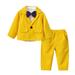 Toddler Outfits For Boys Girls Fall Little Kids Casual Fashion Jackets Coat Long Sleeve Shirt Pants Suit Outerwear 3Pcs Gentleman Suit Baby Clothing Sets Yellow 3 Years-4 Years 100(3 Years-4 Years)