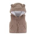 Elainilye Fashion Kids Hoodies Toddler Baby Boys Girls Fleece Vest Sleeveless Button Jacket Fall Hooded Outerwear With Pockets Brown