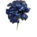 Set Of 2 14 Sparkling Christmas Bush With Artificial 6 Poinsettia Flowers (Dark Blue)