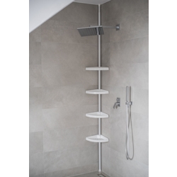KS Handel 24 Badregal Teleskopregal 4 Böden Weiss 70-290 cm lang Eckregal Duschablage Duschregal Image