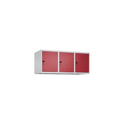 C+P Aufsatzschrank Classic PLUS, 3 Abteile, HxBxT 50x120x50cm, Sicherheitsdrehriegel, Hellgrau/Rubinrot von PROREGAL Image