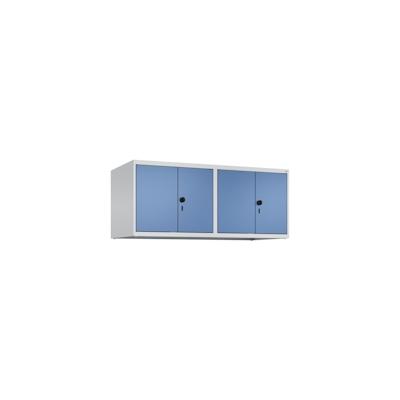 C+P Doppelter Aufsatzschrank Classic PLUS, 4 Abteile, HxBxT 50x120x50cm, Sicherheitsdrehriegel, Hellgrau/Fernblau von PROREGAL Image