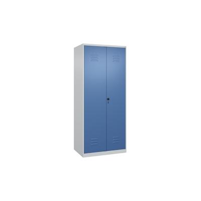 C+P Aufbewahrungs Doppel-Spind Classic PLUS, 2 Abteile, 5 Fachböden, HxBxT 185x80x50cm, Sicherheitsdrehriegel, Hellgrau/Fernblau von PROREGAL Image