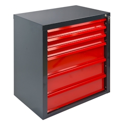 PROREGAL Schubladenschrank Kobra mit 6 Schubladen | HxBxT 75x70x43,5cm | Anthrazitgrau/Rot Image