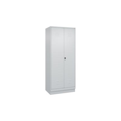 C+P Aufbewahrungs Doppel-Spind Classic PLUS, Sockel, 2 Abteile, Trennwand, HxBxT 195x80x50cm, Sicherheitsdrehriegel, Hellgrau/Hellgrau von PROREGAL Image