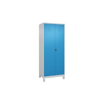 C+P Aufbewahrungs Doppel-Spind Classic PLUS, Füßen, 2 Abteile, HxBxT 195x80x50cm, Sicherheitsdrehriegel, Hellgrau/Lichtblau von PROREGAL Image