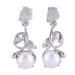 Purity Vines,'Rhodium Plated Cultured Pearl Dangle Earrings from India'