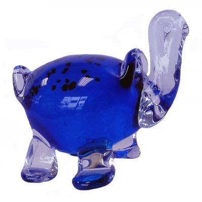 Blue Shell And Clear Glass Turtle Paperweight