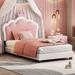 Twin size Upholstered Princess Bed with Crown Headboard Platform Bed