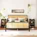 Rustic 3 Pieces Full Size Rattan Platform Bed with 2 Nightstands