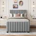 Twin Size Velvet Platform Bed with Twin Size Trundle Wood Bed Frame for Kids Teens Adults Space-Saving, Easy Assembly, Gray