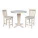 36 in Round Counter Height Extension Dining Table with 12 in Leaf and Stools - Unfinished