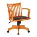 Home Furnishings Deluxe Wood Banker's Desk Chair with Padded Seat, Adjustable Height and Locking Tilt