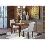 East West Furniture Dining Set Contains a Square Dining Table and Chairs, Antique Walnut (Pieces Options)