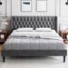 Bed Frame with Deep Button Tufted Wingback Headboard