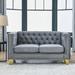 Velvet Sofa for Living Room,Buttons Tufted Square Arm Couch, Modern Couch Upholstered Button and Metal Legs