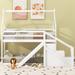 Nordic Creative Twin over Twin House Loft Bunk Bed with Slide and Storage Staircase for Kids, Teens, Girls, Boys