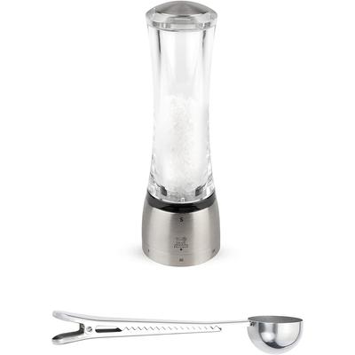 Peugeot Daman U'Select Shaftless 8.25 Inch Salt Mill, Gift Set Stainless Steel - With Scoop