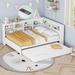 Wooden Full Size DayBed with Twin Size Trundle, DayBed with Storage Shelf and USB Charging Ports