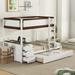 Twin-Over-Twin Bunk Bed Frame with Trundle Bed Frames & Storage, Desk