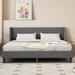 King Size Bed Frame Upholstered Bed Frame Platform with Adjustable Headboard Linen Fabric Headboard Wooden Slats Support