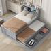 Twin Size Storage Platform Bed with 3 Drawers, Platform Bed with Twin Size Trundle, Storage Headboard with Shelves and USB, Gray