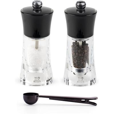 Peugeot Molene Salt & Pepper Mill Gift Set, 5.5-Inch, Black - With Stainless Steel Spice Scoop/Bag Clip