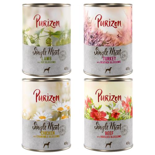 Sparpaket Purizon Single Meat 24 x 400 g - Mix 4 Sorten