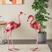 Pink Metal Tall Textured Ombre Flamingo Garden Sculpture (Set of 2)