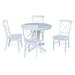 36 in Solid Wood Round Top Pedestal Dining Table with Dining Chairs in White