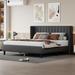 King Size Upholstered Platform Bed Frame with Headboard & Wood Slat Support, No Box Spring Needed, Easy Assemble, Black