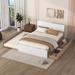 White+Oak Classic Full Size Bed with Twin Size Trundle Bed Frame and 2 Drawers