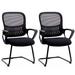 Desk Chair No Wheels Set of 2, Mid Back Computer Chair Ergonomic Mesh Office Chair w/Larger Seat, Executive Sled-Base Task Chair