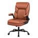 Office Executive Leather Desk Chairs, Ergonomic Computer Desk Chair with Flip-Up Arms, Lumbar Support Swivel Task Chair