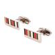 Manchester United x Paul Smith - Men's Red And Grey Stripe Rectangle Cufflinks