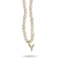 Women's Gold Mono Letter Pearl Necklace Y Linya Jewellery
