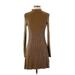 Divided by H&M Casual Dress - Sweater Dress High Neck Long sleeves: Brown Print Dresses - Women's Size Small