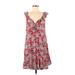 American Eagle Outfitters Casual Dress - A-Line Plunge Sleeveless: Red Floral Dresses - Women's Size Medium