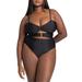 Plus Size Women's Strapless Hardware Detail One Piece by ELOQUII in Black (Size 24)