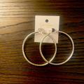 Jessica Simpson Jewelry | New Jessica Simpson Textured Silver Hoops Earrings | Color: Red/Silver | Size: Os