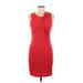 Calvin Klein Casual Dress - Sheath Scoop Neck Sleeveless: Red Print Dresses - Women's Size 6