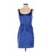 BCBGeneration Cocktail Dress - Sheath Scoop Neck Sleeveless: Blue Print Dresses - New - Women's Size 4