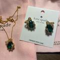 Kate Spade Jewelry | Kate Spade Pave Emerald Stud Earrings And Necklace Set | Color: Gold/Green | Size: Os