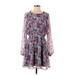 WAYF Casual Dress - Mini Crew Neck Long sleeves: Purple Floral Dresses - New - Women's Size Small