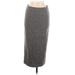 Zara Casual Midi Skirt Calf Length: Gray Tweed Bottoms - Women's Size Medium