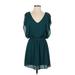 BB Dakota Casual Dress - DropWaist: Teal Solid Dresses - Women's Size Small