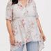 Torrid Tops | Euc! Torrid Lexie Chiffon Baby Doll Tunic Sheer Grey Floral Plus Size 1x | Color: Gray | Size: 1x